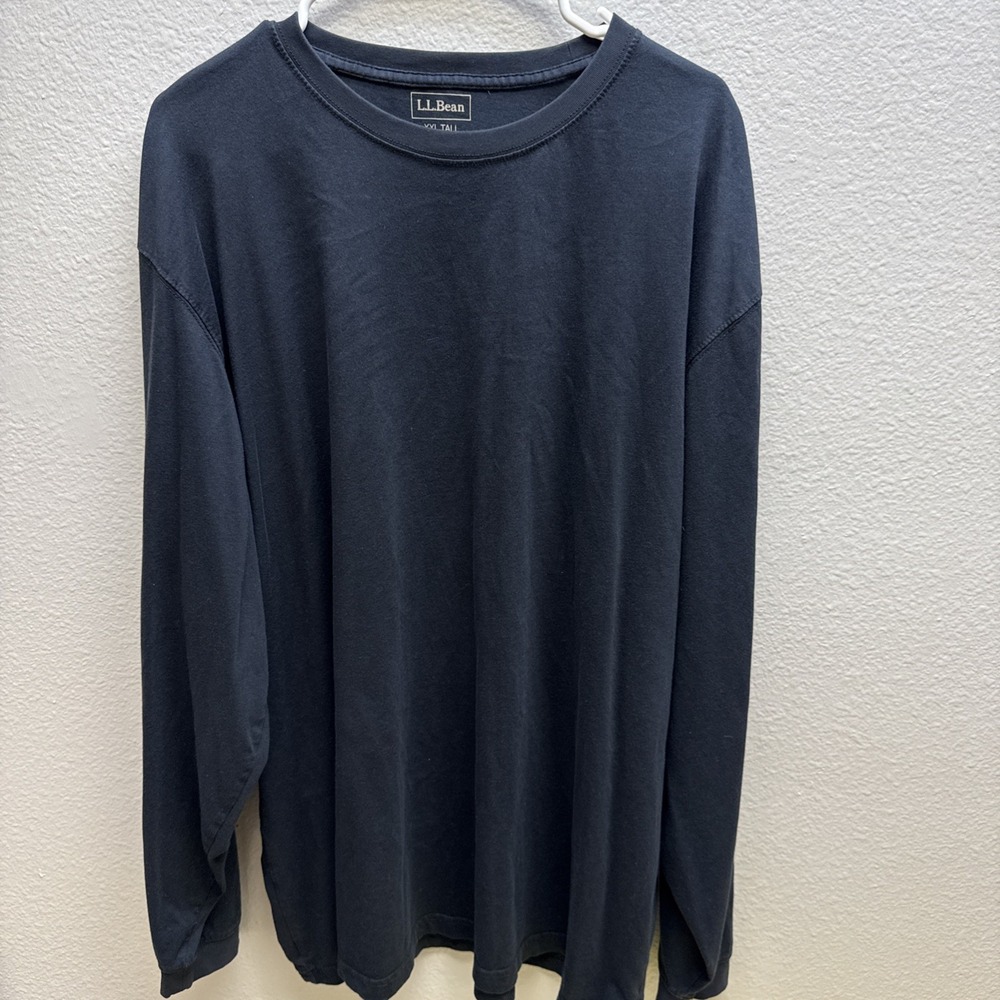L.L. Bean Men's Unshrinkable Long Sleeve Black XXL Tall Exclusive Trim Soft feel